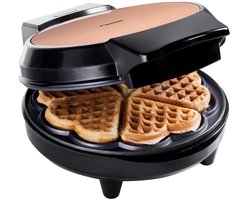 Bestron Wafelijzer - AWM700CO - 700W - 5 hartvormige wafels - Anti aanbaklaag - Koper/Zwart