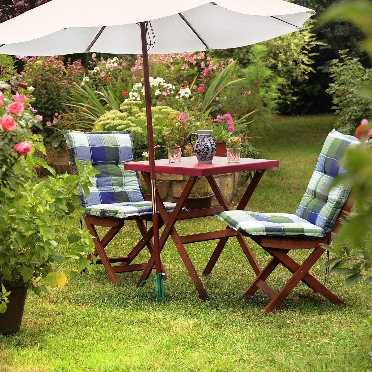 Grondanker voor parasol tot 32 mm - Metalen parasolhouder voor tuin, camping en strand in groen