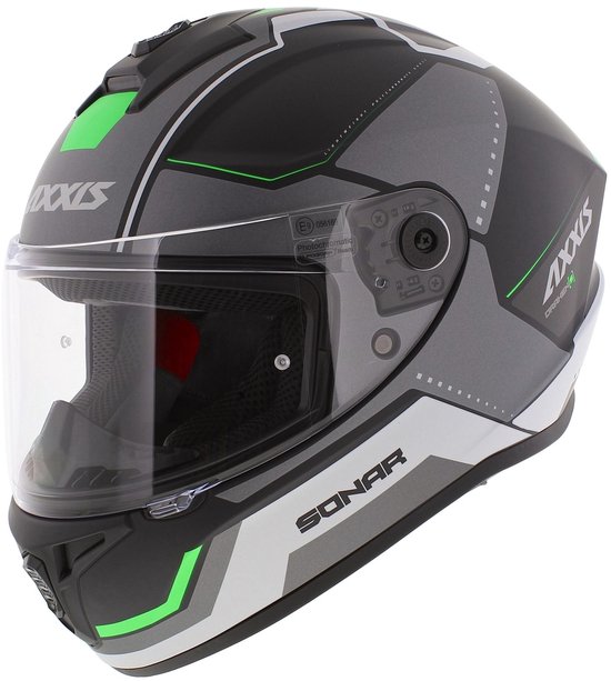 Axxis Draken S helm Sonar mat zwart grijs groen S