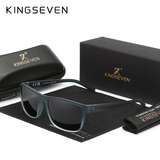 Lunettes de soleil KINGSEVEN 755 - Blauw transparent - Zwart - Homme - Femme - Polarisées - UV400 - Rectangulaires