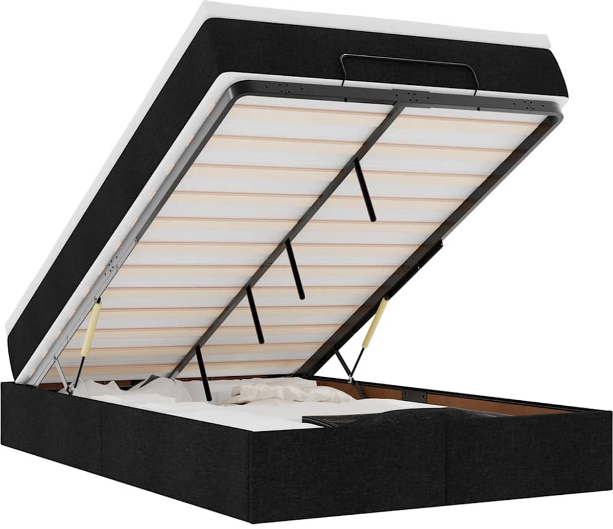 vidaXL - Ottoman - bed - met - matras - 120x200cm - stof - zwart