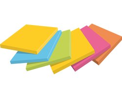 Post-itÂ® Super Sticky Notes, Kleurenset Rio, Neon geel, Mediterraan blauw, Neon Groen, Fuchsia, Neon oranje , 76mm x 127 mm, 6 blokken