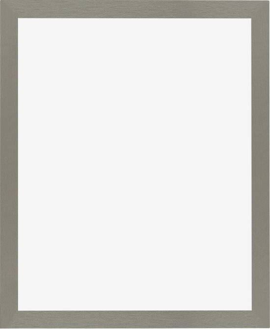 Grijze fotolijst met een neutrale achtergrond.