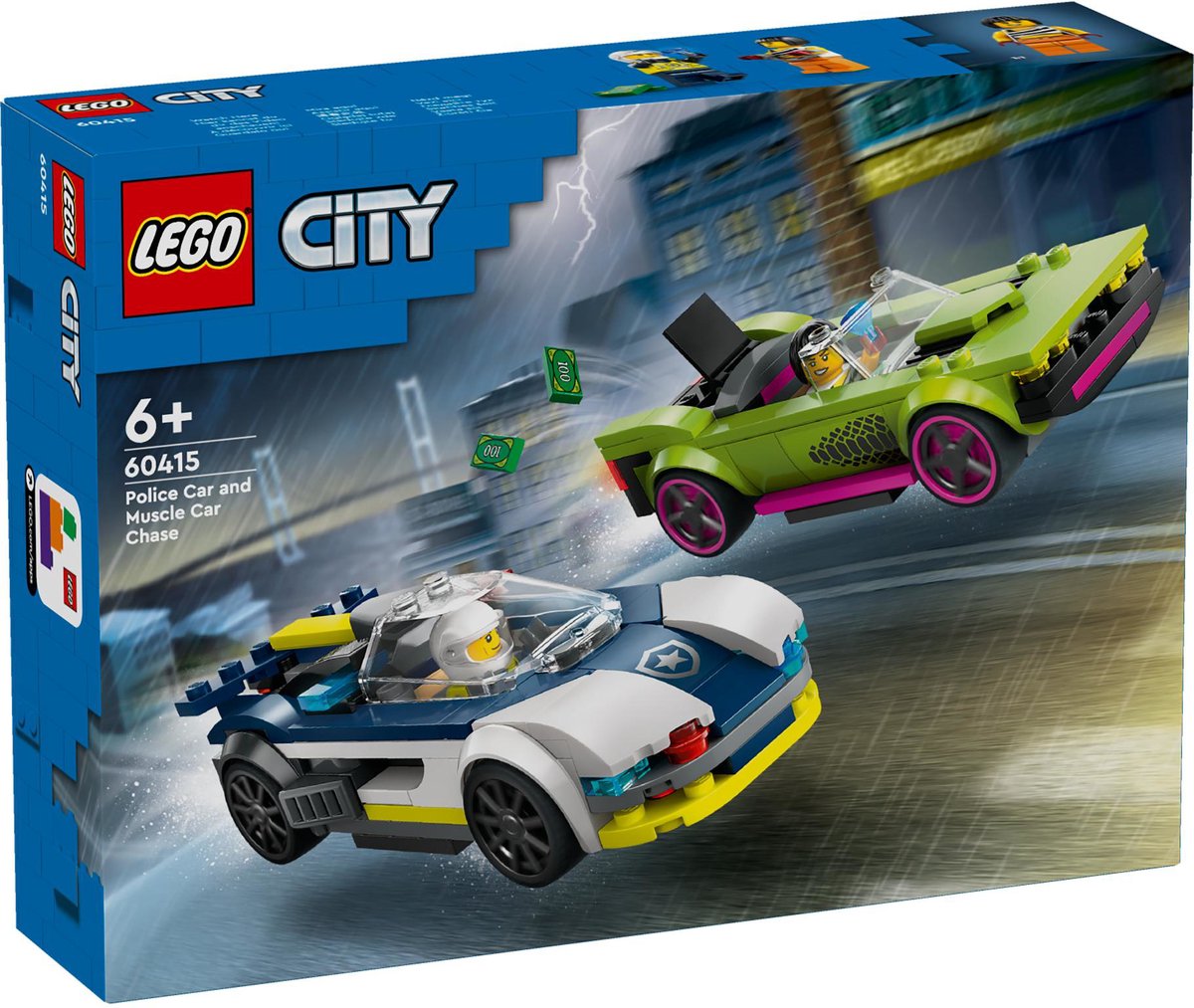 LEGO City Politiewagen en snelle autoachtervolging 60415