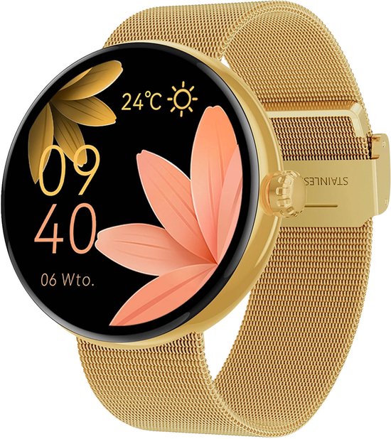 Forever, Montre femme Elegant avec connexion Bluetooth pour le suivi de la santé, Or