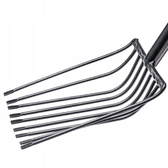 KADAX Aardappelvork met lange steel, steenvork van robuust staal, vork met D-greep, spatvork, hooivork, kaapvork, hooikvork, tuinvork (9 tanden, zwart/oranje) van Merkloos	 — afbeelding 2