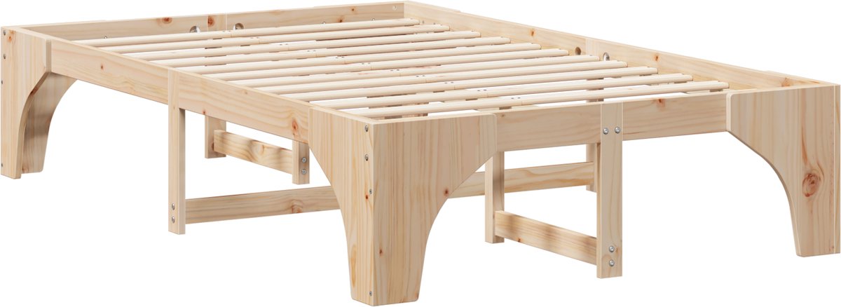 vidaXL - Bedframe - Bruin - 135 - x - 190 - cm - Massief - grenenhout