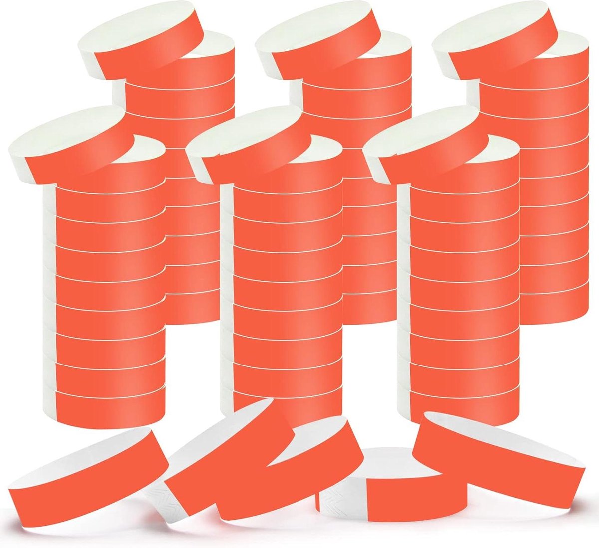 Pack van 200 waterdichte festivalarmbandjes met kleefsluiting - Ideaal voor clubfeestjes en waterparken - Rood