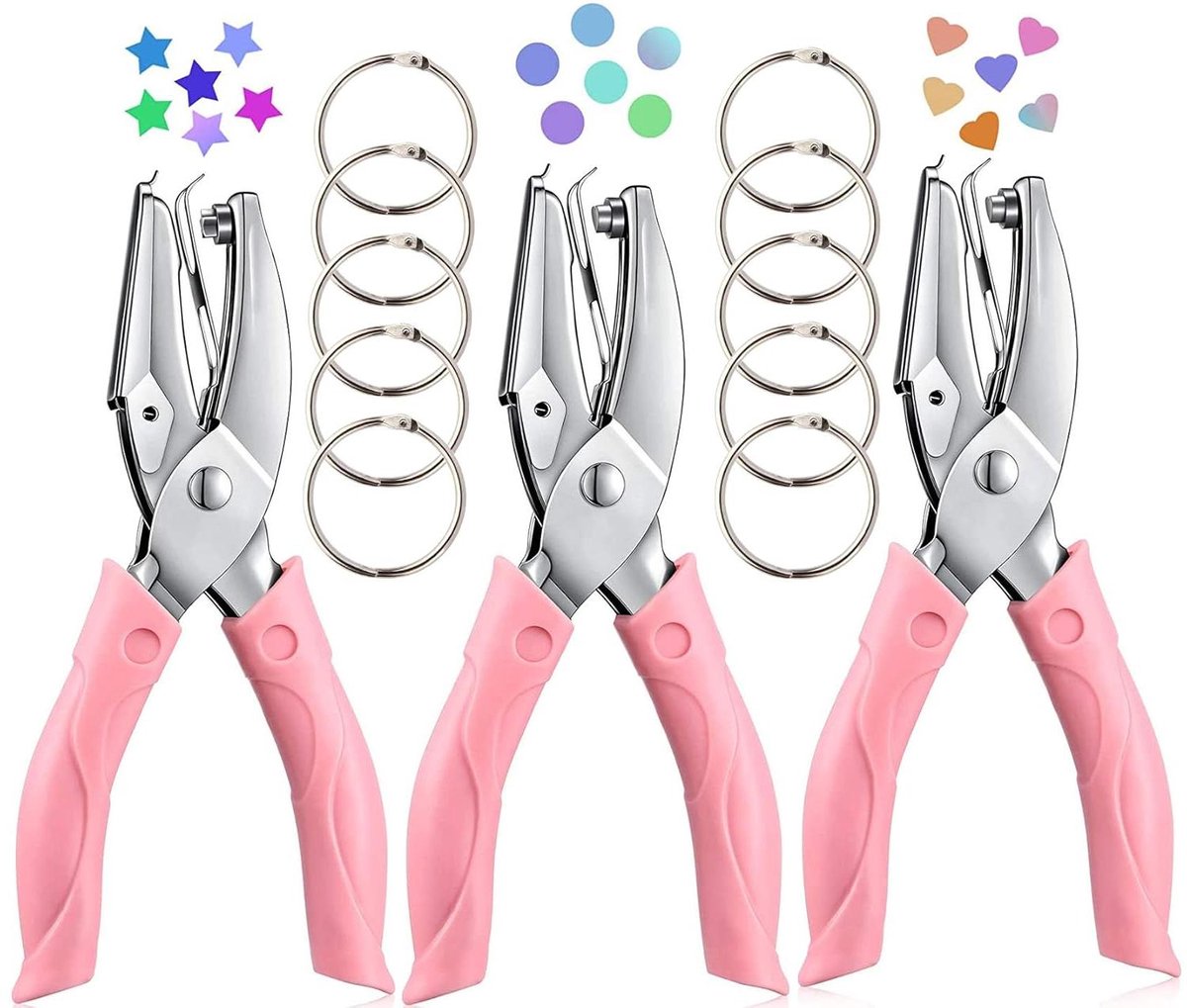 Handmatige perforator met Metalen Perforatietang - 3 Stuks | Voor Papier, Kaarten en Scrapbooking | Doe-het-zelf Handwerk - Fotostickers - Stanspapier | Teststickers - Notebook Kaart Maken - Een Gat