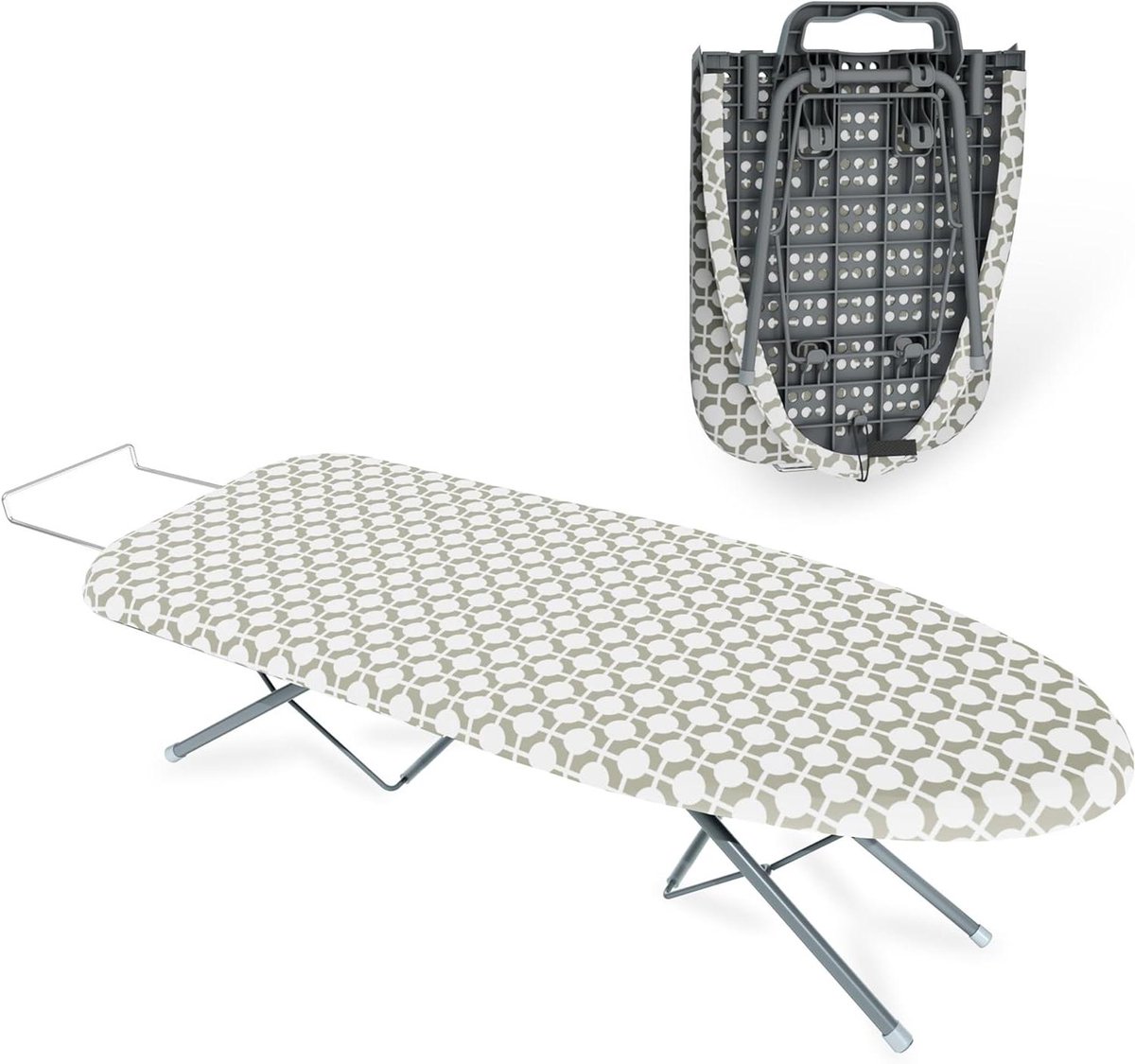 Allecto Plus - Inklapbare strijkplank voor stoomstrijkijzer - Ruimtebesparend en opvouwbaar - Anti-slip klappoten - Compact design met tafelstrijkplank - Handige strijkplank met klappoten.
