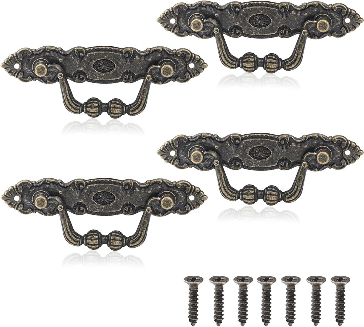 Allecto Plus Vintage Meubelgrepen Set van 4 Antieke Kastgrepen Retro Decoratie Inclusief Schroeven