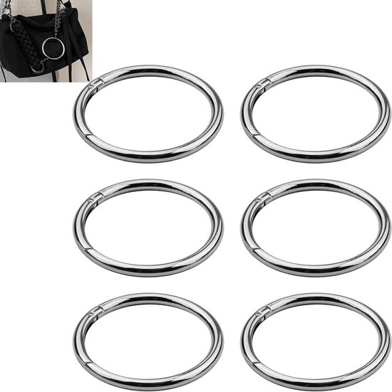 Aluminium karabijnhaak zilver ovaal met sleutelring 80 mm