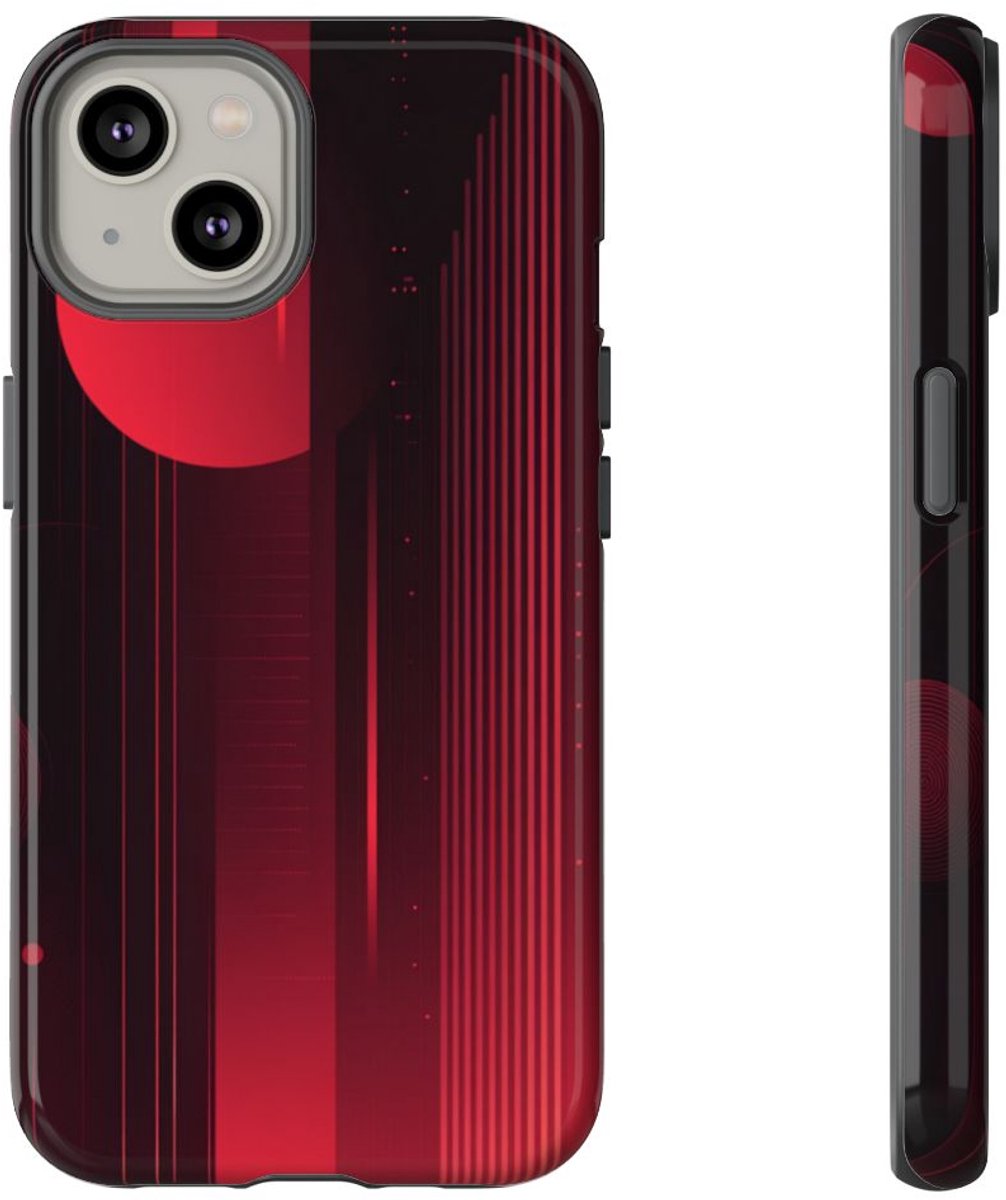Abstract Rood Geometrisch Ontwerp – Telefoonhoesje Geschikt voor iPhone 14
