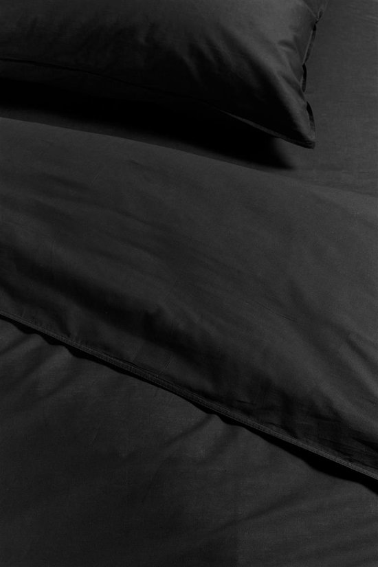 Ambiante Cotton Uni dekbedovertrek - Effen - Eenpersoons - 140x200/220 - Zwart — afbeelding 5
