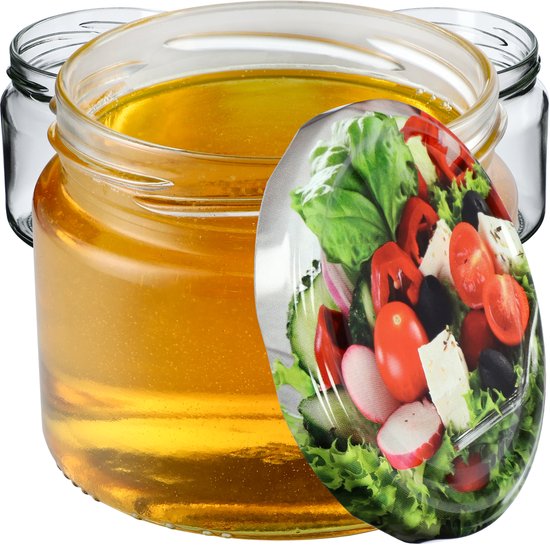 KADAX Inmaakpotten met schroefdeksel, jampotten, 330 ml, voorraadpotten voor jam, honing, potten met schroefsluiting, salade, 10 stuks