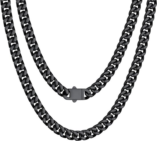 Bestyle Mannen Miami Cubaanse ketting armbanden met upgrade gesp gesp, echt 18K goud/zwart metaal gevuld massief roestvrij staal handketting, breed 5mm 7mm 9mm 12mm, 19cm 21cm 23cm lang, 21