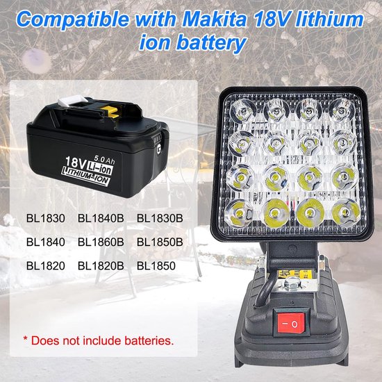 Acculamp voor 18 V - 27 W led-werklamp - multifunctionele led-spot