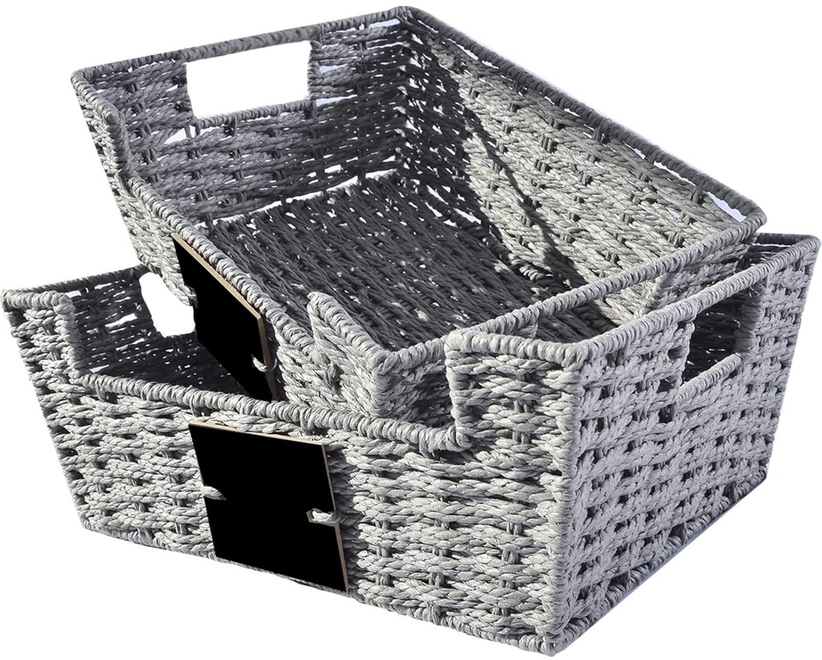 Gevlochten Mandenset - Multifunctionele Opslag - Set van 2 - Gerecycled Papier