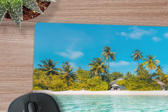 Muismat 20x20 cm - Mousepad Strand - Palmbomen - Zee - Muismatten