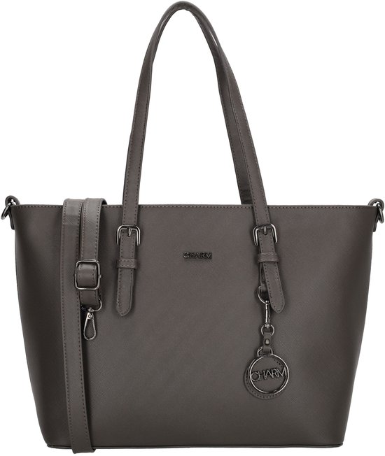 Charm London Birmingham Sac à main et bandoulière avec compartiment pour ordinateur portable 15,6 pouces, idéal École , le travail et les Business - Sac fourre-tout - Gris éléphant