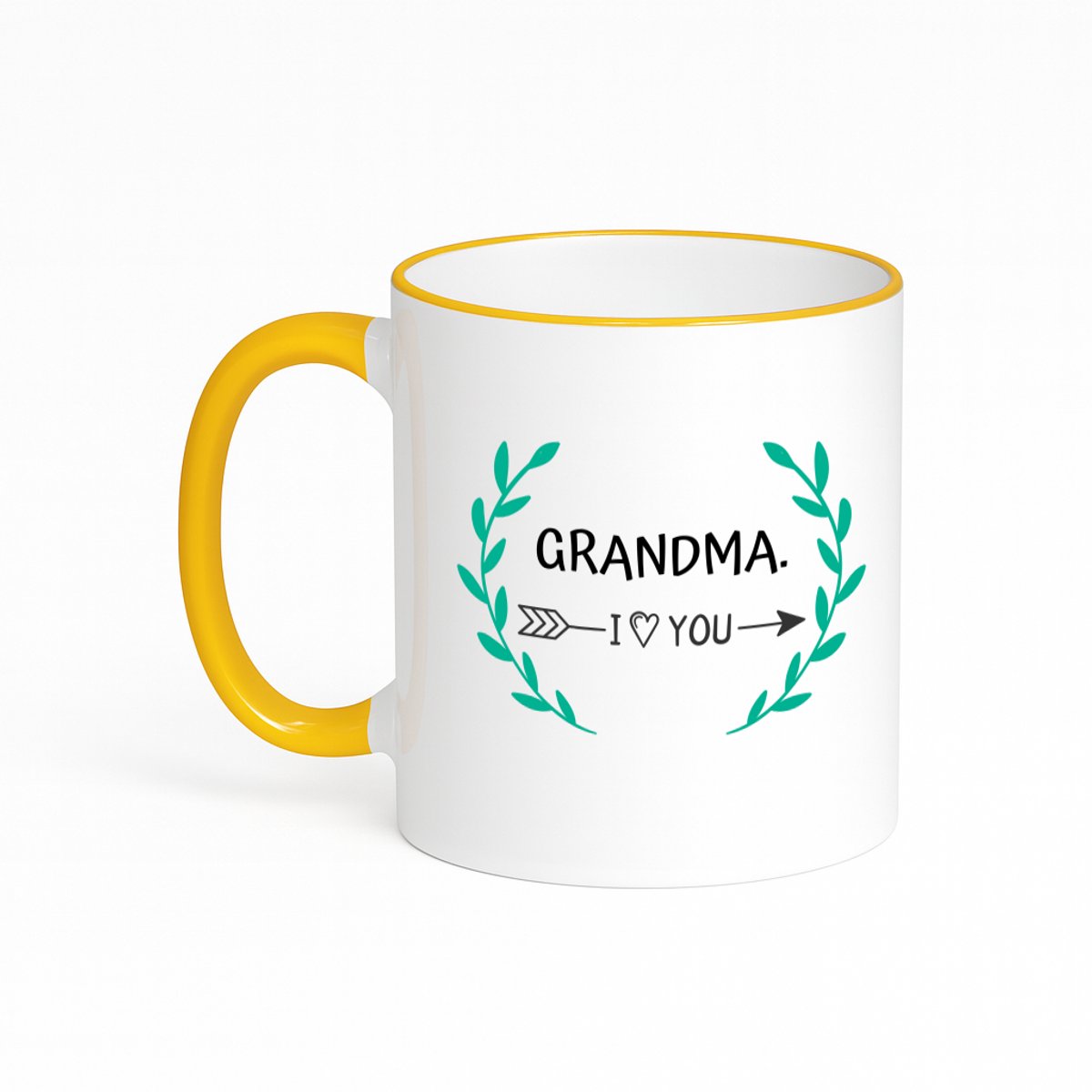 Hacebo® - grandma I love you koffiebeker met gekleurde rand goudgeel - Oma - de liefste oma - thee mok - koffie beker - verjaardag - cadeautje voor oma - oma artikelen - kado - geschenk - koffiemok - 330 ML