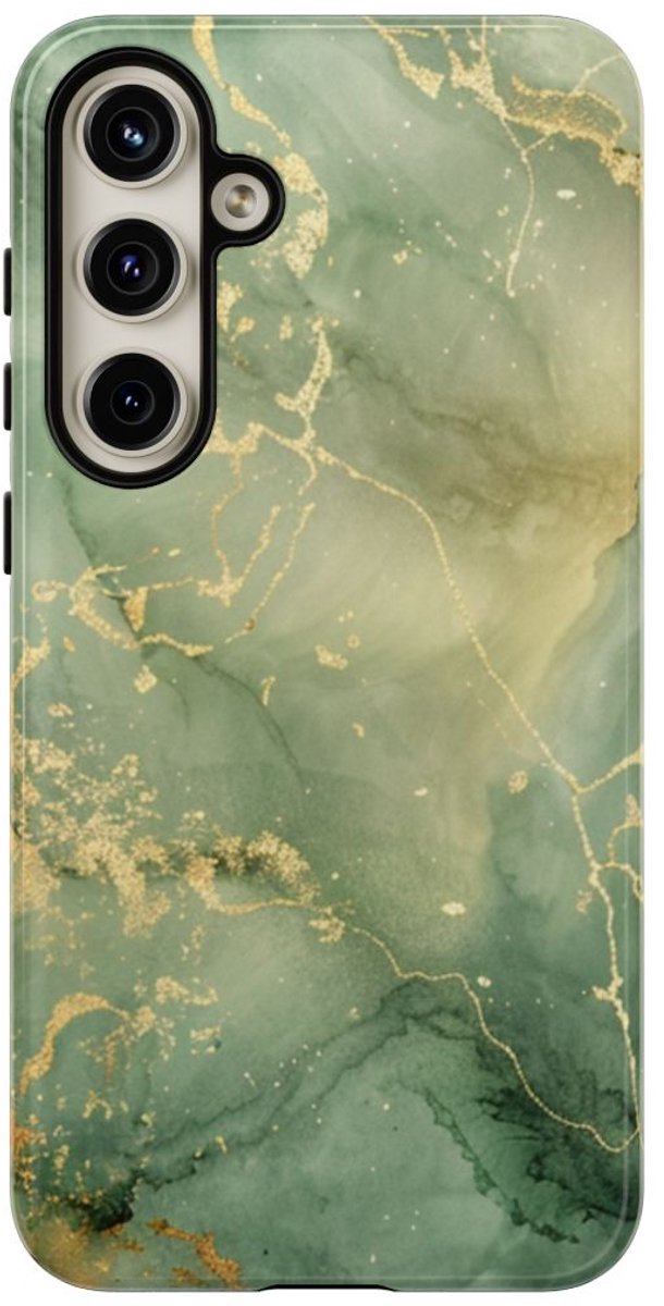 Groene en Gouden Marmer Abstract – Telefoonhoesje Geschikt voor Samsung Galaxy S24 Plus
