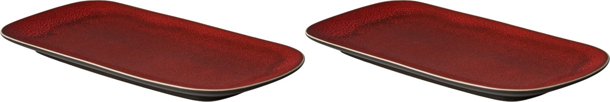 Palmer - Lava - Schaal - 2 stuks - 1,5 L - 29,5 x 14,5 cm - Rood/Bruin - Stoneware - Bordenset