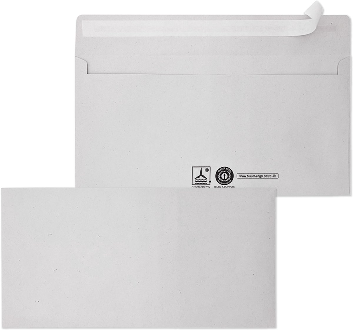 MAILmedia enveloppen DIN lang, recycling grijs, venster links, 1000 stuks