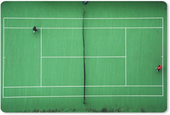 Muismat Tennis - Twee tennisspelers die een potje tennis spelen muismat rubber - 27x18 cm - Muismat met foto