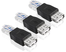 USB 2.0 Female to RJ45 Male Ethernet Converter Connector voor ADSL Modem - Router - Camera met Netwerkfunctie (3PCS)