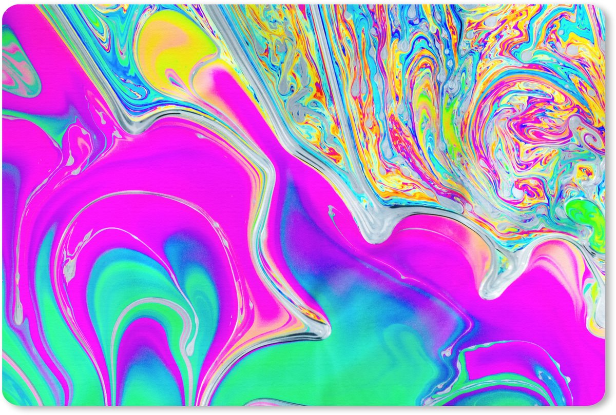 Muismat XXL 90x60 cm - Bureau onderlegger - Bureau mat Kunst - Kleuren - Psychedelisch - Bureaumat - Gaming mousepad xl - Bureaulegger groot - Computer deskmat
