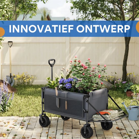 Opvouwbare Tuinwagen - Bolderkar - Tuinkar - Voor Camping, Picknick of Strand - Handkar met 200L Capaciteit & Achterdeur Wielen - Trolley Winkelwagen van Merkloos — afbeelding 3