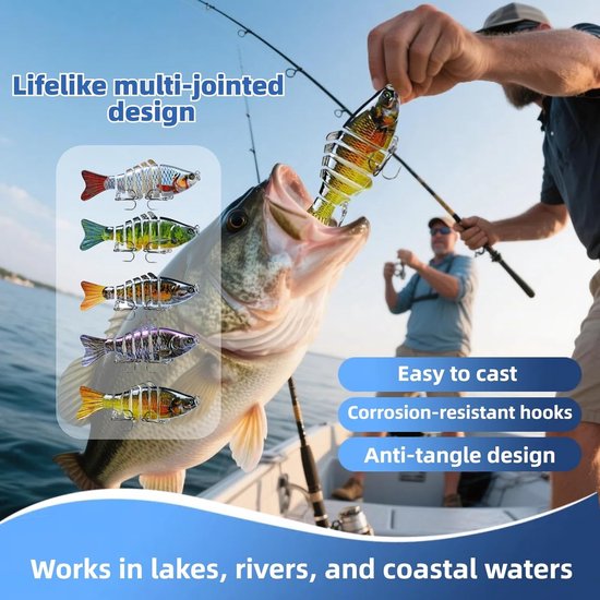 stuks realistische visaas, meervoudig gelede swimbaits, bionische swimbaits voor baars, forel, crappie, snoekbaars, snoek, zonnebaars, zalm, glijdende aas voor beginners, amateurs en professionals van TRUSCEND — afbeelding 4