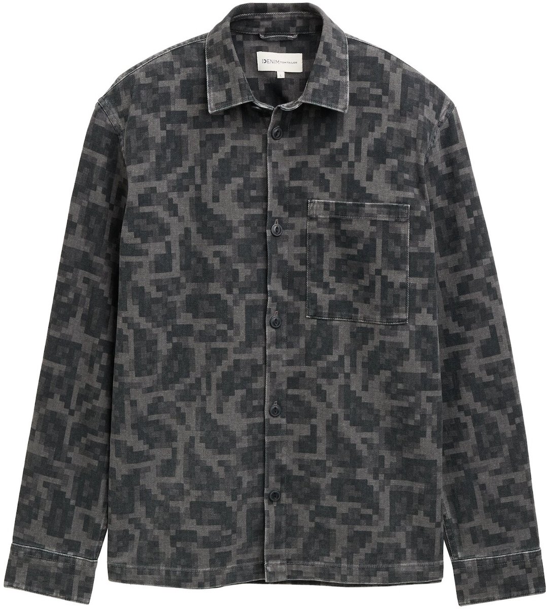 TT DENIM - Overhemd met borstzak - Maat M - night grey big pixel print