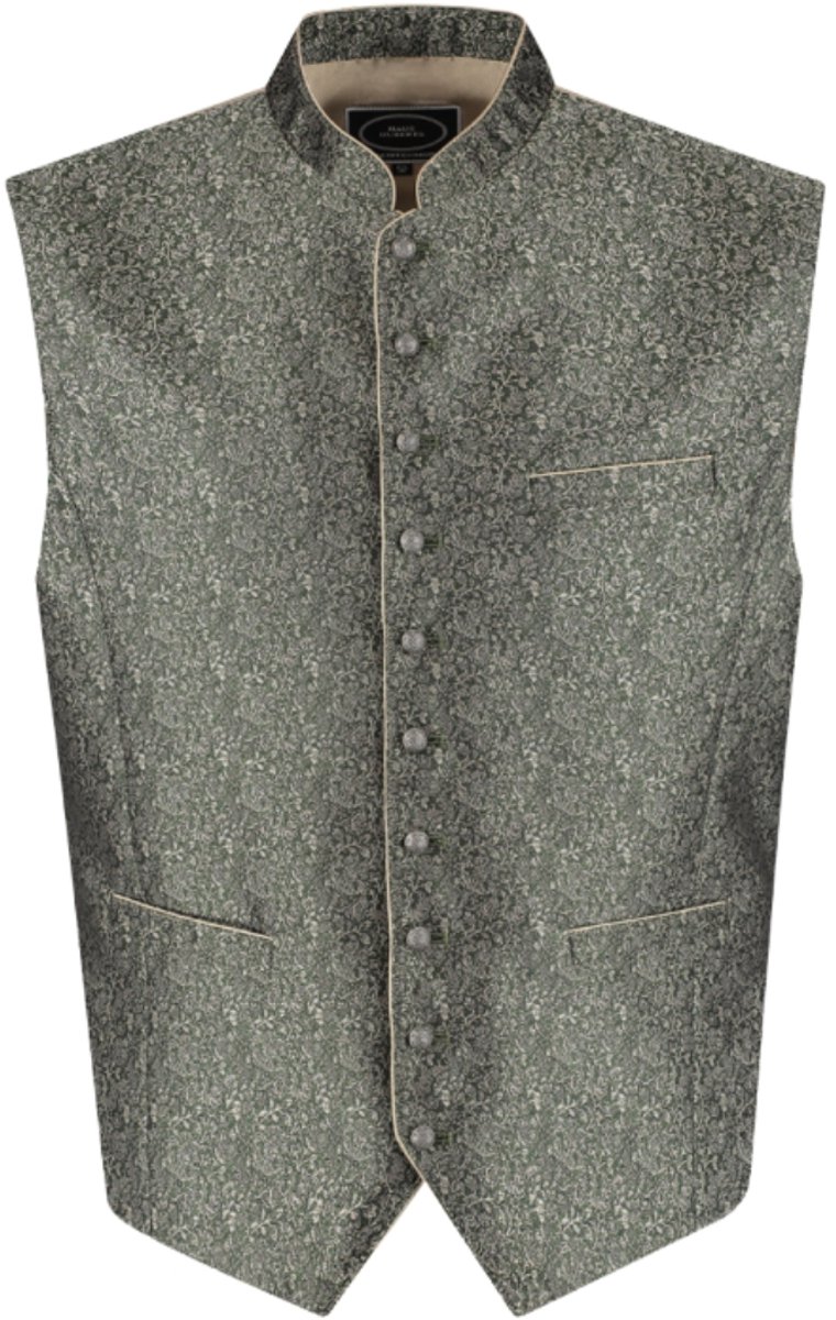Oktoberfest Traditioneel Vest - Herenvest Jacquardpatroon - Groen-Beige - Maat M