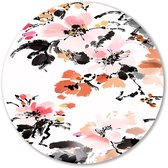 Abstract bloemenpatroon in zachte kleuren - Bloemen wandcirkel - Rond kunstwerk bloesem - Impressionisme - Forex wandkunst rond - Woondecoratie - muurcirkel forex 90x90 cm