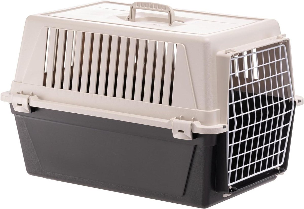 Transportbox voor kleine en middelgrote honden en katten tot 15 kg - Gelamineerde ijzeren deur - Ventilatiesleuven - 40 x 60 x h 38 cm - Blauw