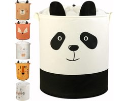 Opvouwbare cilindrische linnen wasmand - Grote opbergmand voor babykamer speelgoed dekens en kleding - Panda-motief