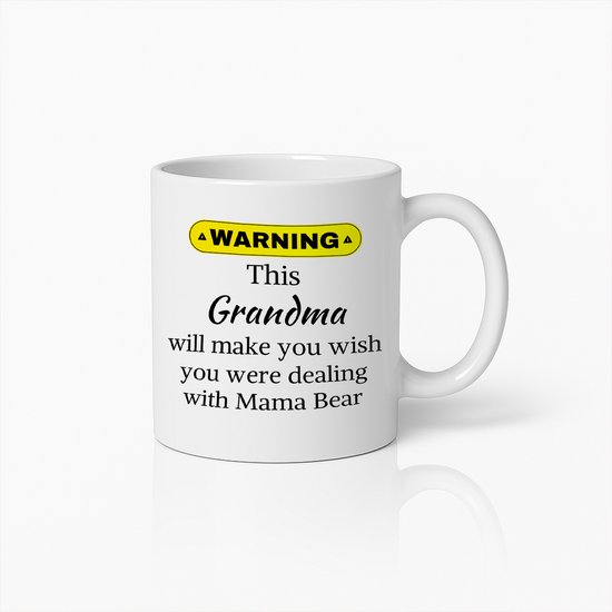 Grappige Oma Koffiemok met Waarschuwing Tekst – Humoristisch Cadeau voor Grootmoeder & Familie