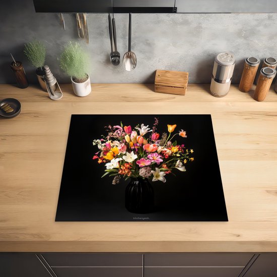 KitchenYeah® Inductie beschermer 60x52 cm - Bloemen - Boeket - Kleurrijk - Kookplaataccessoires - Afdekplaat voor kookplaat - Inductiebeschermer - Inductiemat - Inductieplaat mat - Keuken decoratie