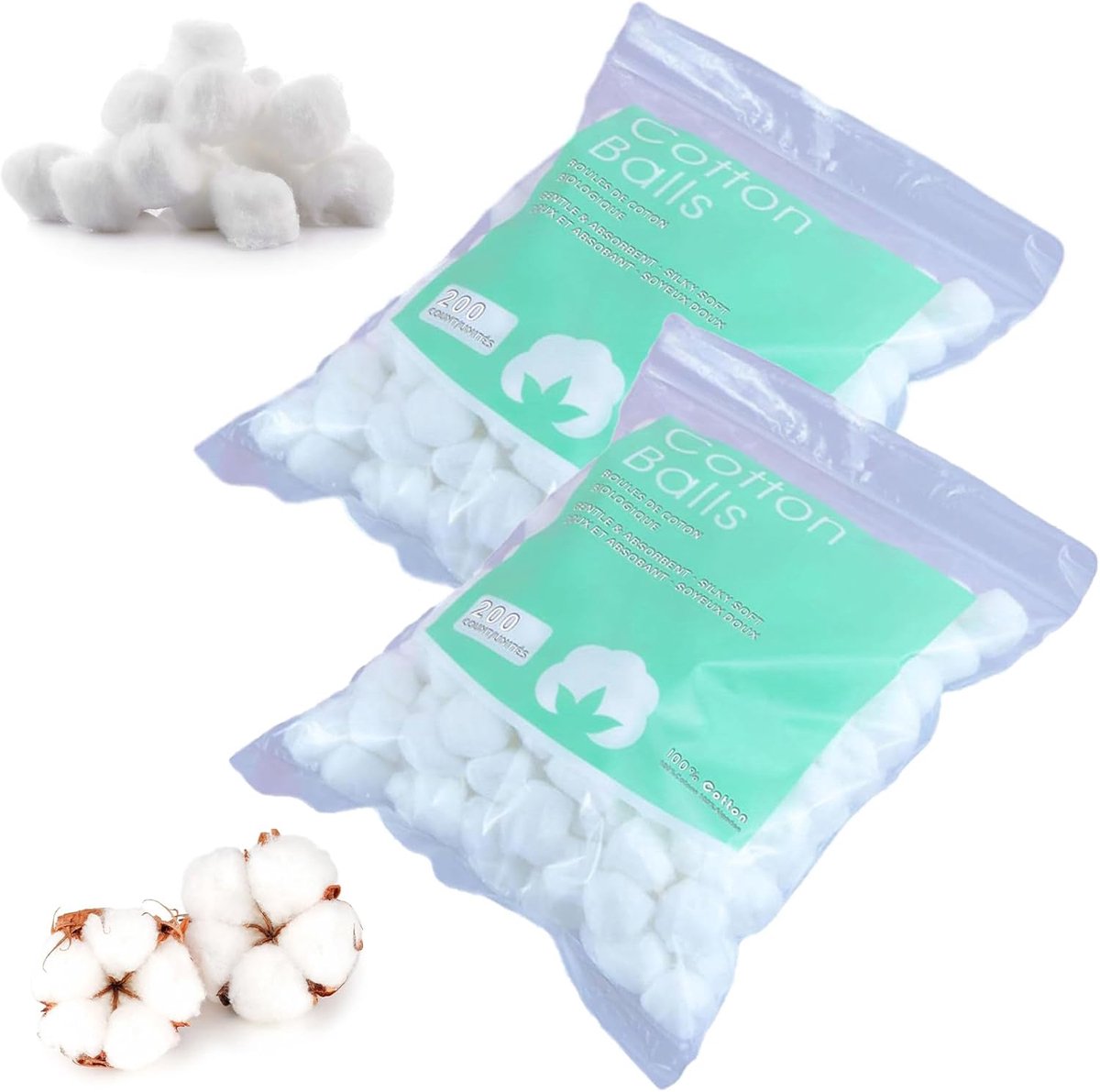 Zachte katoenen wattenbollen - 400 Stuks voor Cosmetica en Make-up
