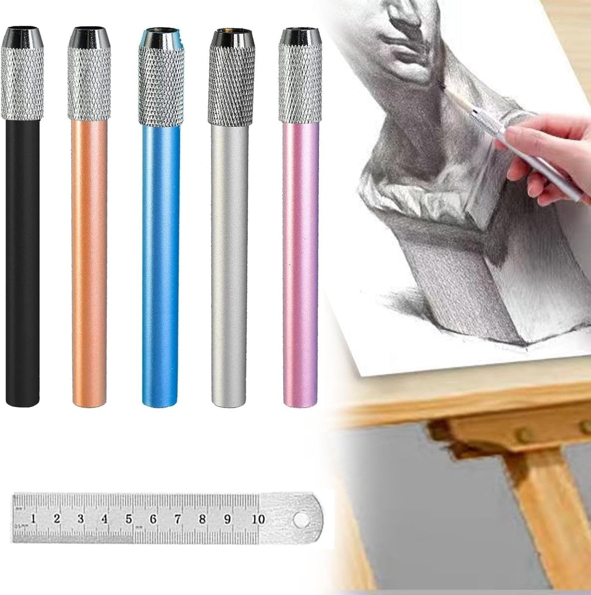 Pencil Extenders - Pencil Extender - Pencil Holder - Aluminium Pencil Extender - Set van 6