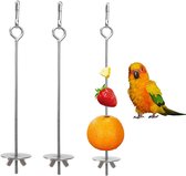 Brochette pour perroquet - Brochette Nourriture pour oiseaux - Porte-fruits - Mangeoire en acier inoxydable - Outil d'alimentation suspendu - Mangeoire pour oiseaux - Nourriture pour perruches perruches - 3 pièces