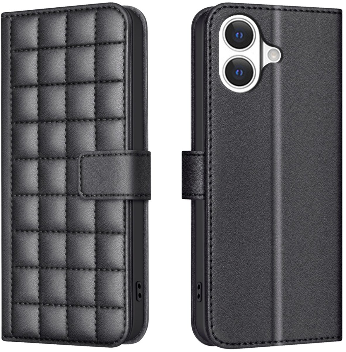 BINFEN Hoesje - Geschikt voor iPhone 17 Hoesje - BINFEN Square Color Book Case - Zwart