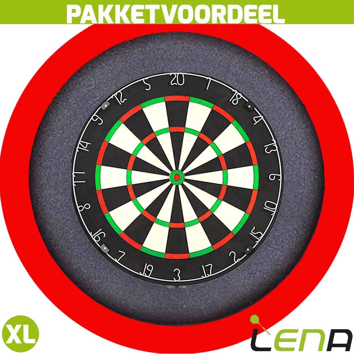 Lena Professional Dartbord + Lena Dartbordverlichting Basic XL (Rood)
