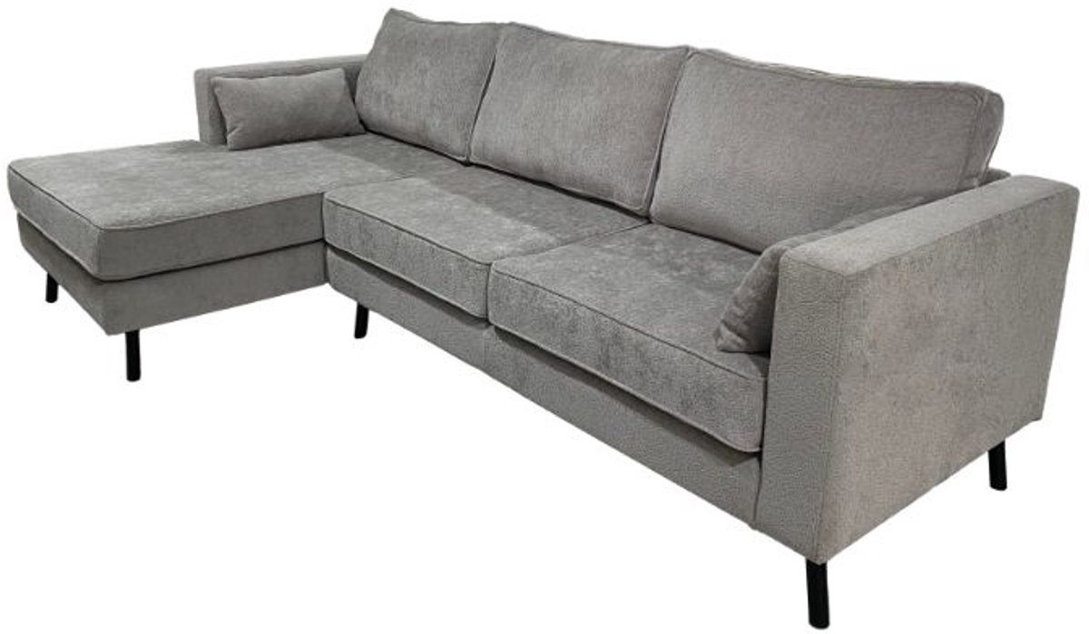 Hoekbank design Hilde 270cm loungebank grijs chenille links bankstel hoeksalon zetel