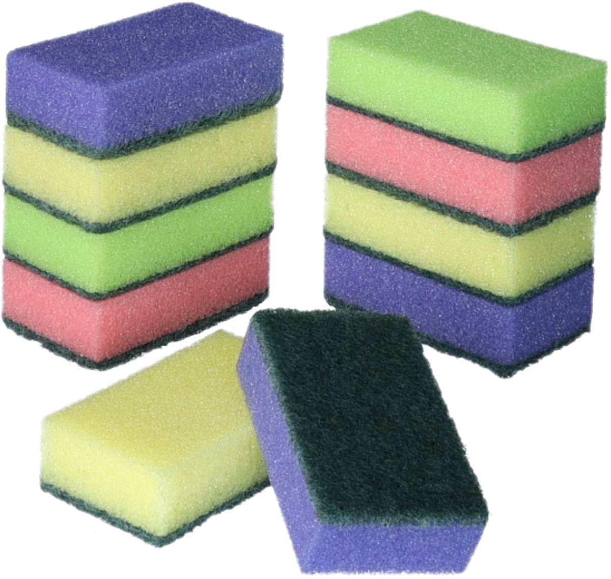 30x Gekleurde schuursponzen / sponzen - 9 x 6 x 3 cm - Schoonmaak / keukenartikelen