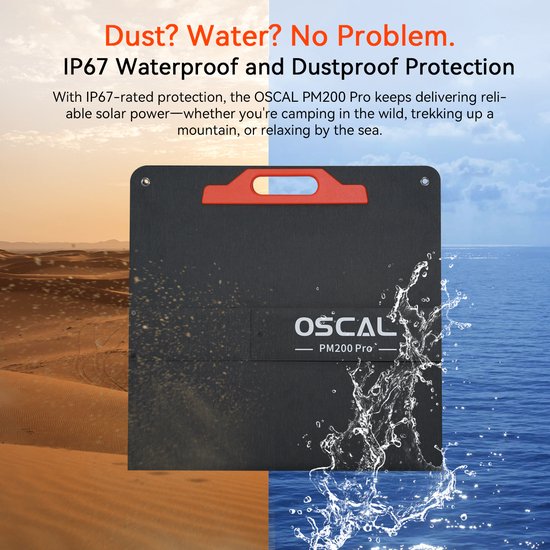 OSCAL PM200 Pro 200W - 200W Opvouwbaar Zonnepaneel - Mobiel Zonne-energiestation - IP67 Waterdicht van Oscal — afbeelding 5