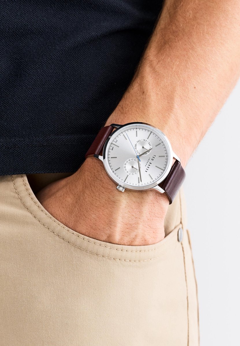 Ted Baker Haarvin Quartz Chronograaf Horloge Bruin En Wit Kast: 100% Roestvrij Staal | Armband: 100% Leer 42 BKPHAS501W0, BKPHAS503W0