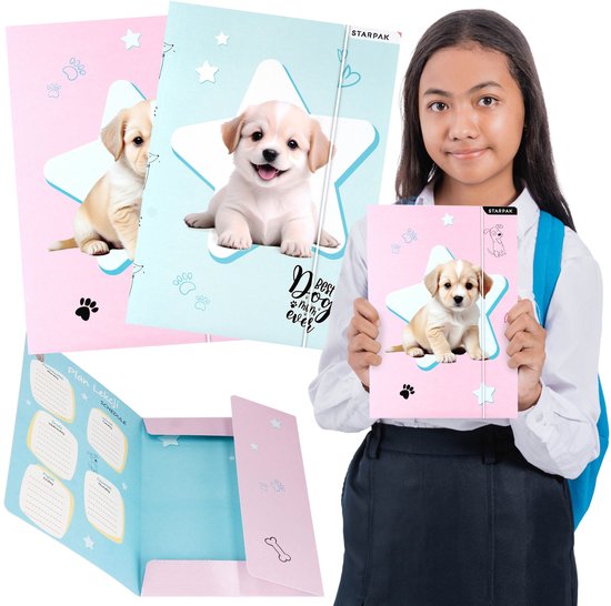 HONDJE GELAMINEERD Elastomap schoolmap met elastiek A4 STARPAK